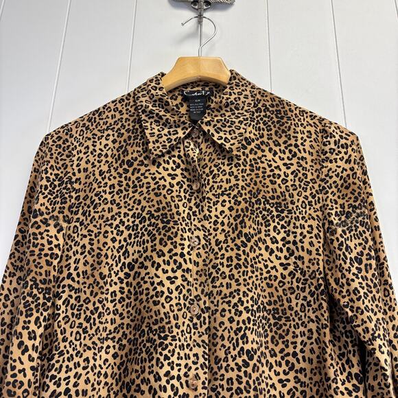 Vintage Cohort X Womens Old Money Mob Wife Silk Leopard Print Top Size S Classic - Picture 7 of 10